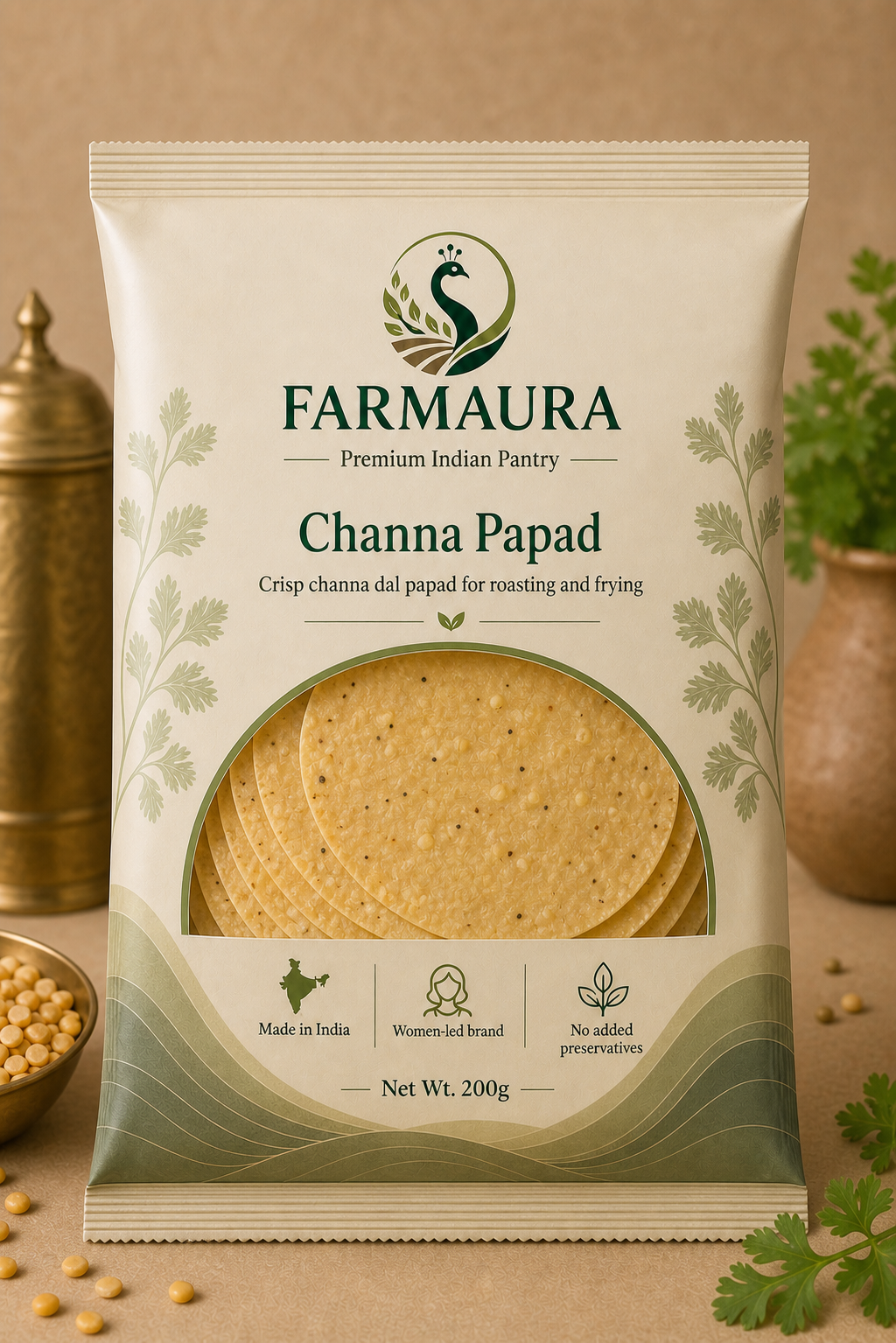 Channa Papad front package with FarmAura branding