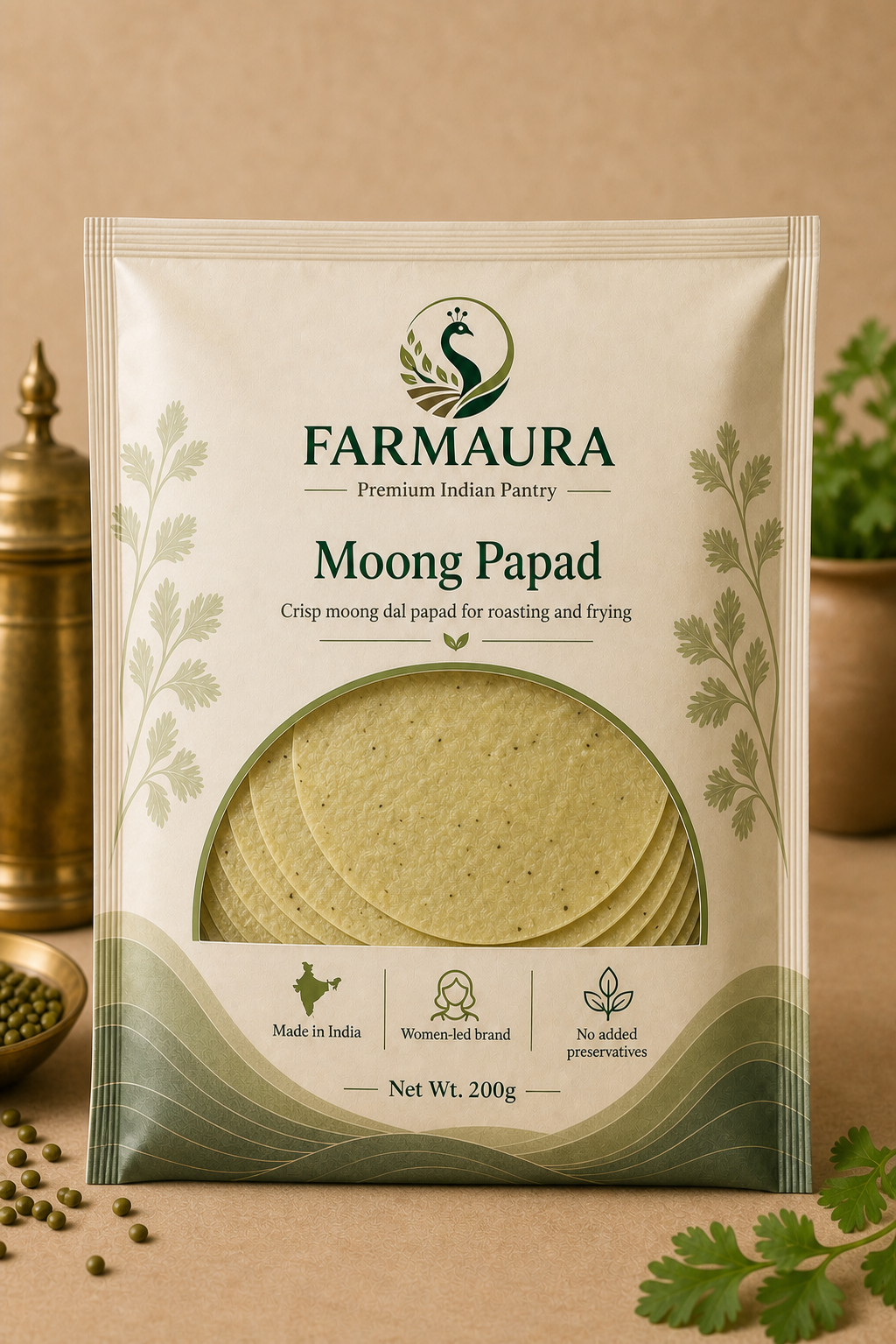 Moong Papad front package with FarmAura branding