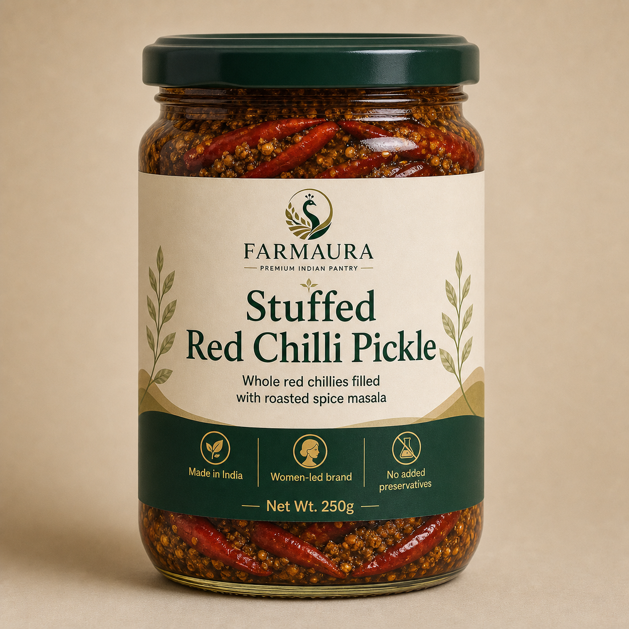 Stuffed Red Chilli Pickle front package