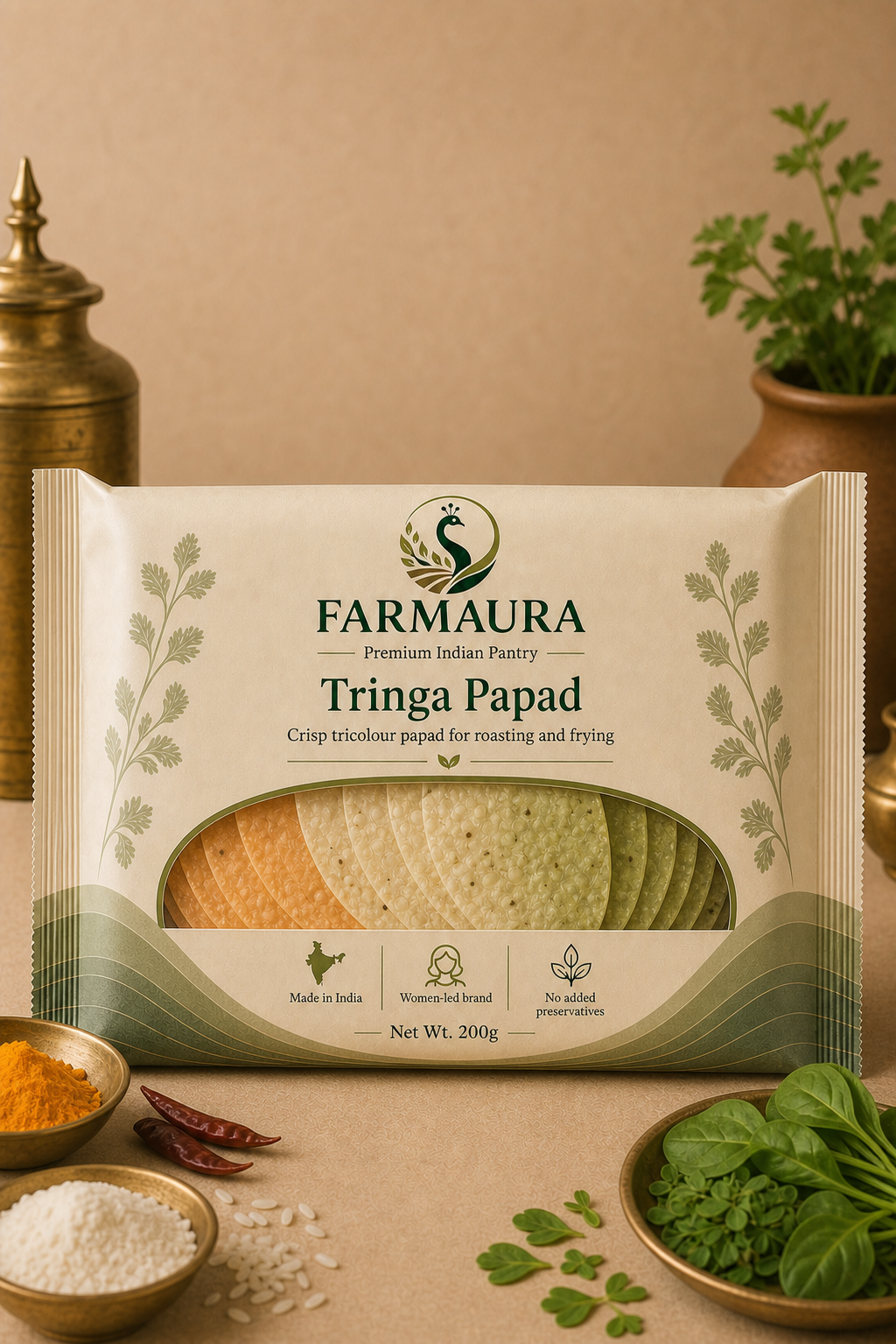 Tringa Papad front package with FarmAura branding